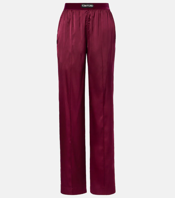  Tom Ford Tom Ford Silk-blend Satin Wide-leg Pants 