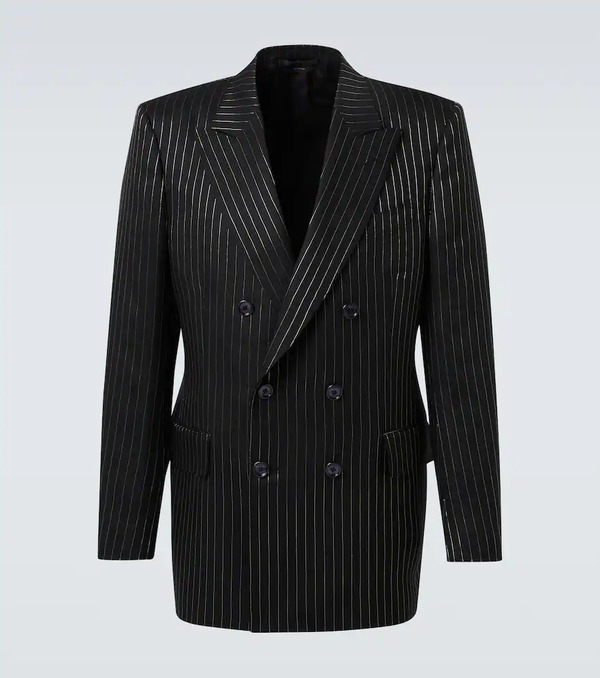  Tom Ford Tom Ford Striped Wool And Silk Lamã© Blazer 