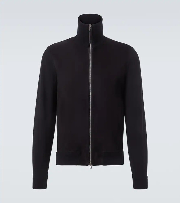  Tom Ford Tom Ford Suede And Wool-blend Zip-up Sweater 
