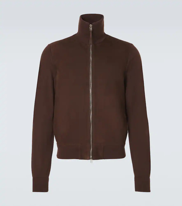  Tom Ford Tom Ford Suede-paneled Wool-blend Zip-up Sweater 