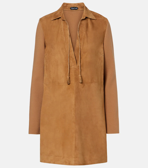  Tom Ford Tom Ford Wool-blend And Suede Minidress 