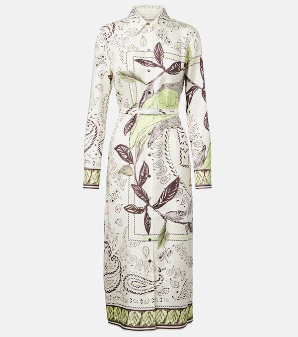  Tory Burch Tory Burch Belted Printed Silk Midi Dress 