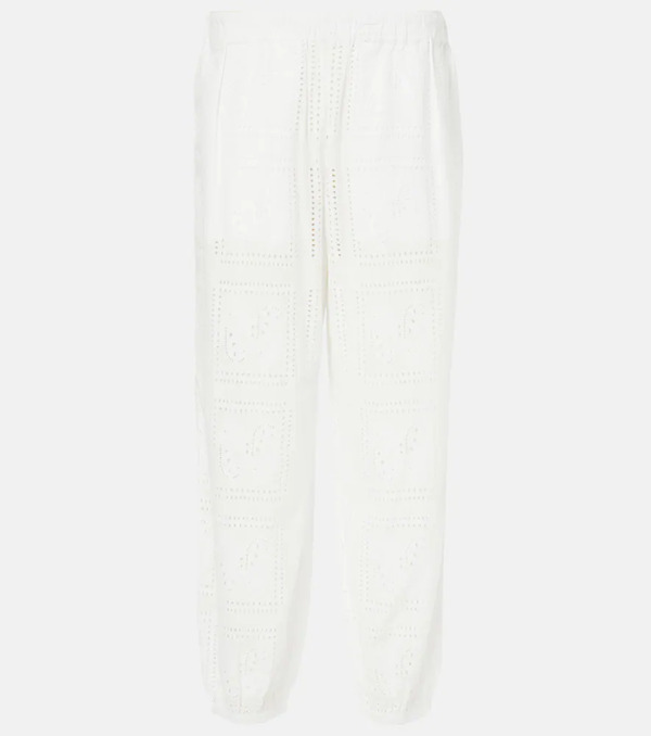  Tory Burch Tory Burch Broderie Anglaise Cotton Cropped Pants 