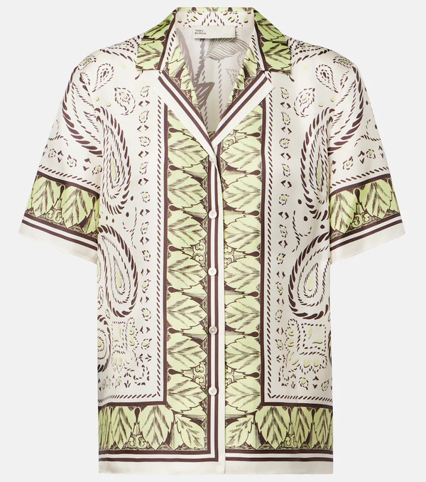  Tory Burch Tory Burch Printed Silk Bowling Shirt 