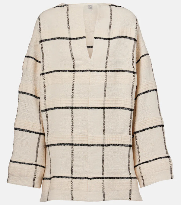  Toteme Toteme Checked Cotton And Linen-blend Canvas Tunic 