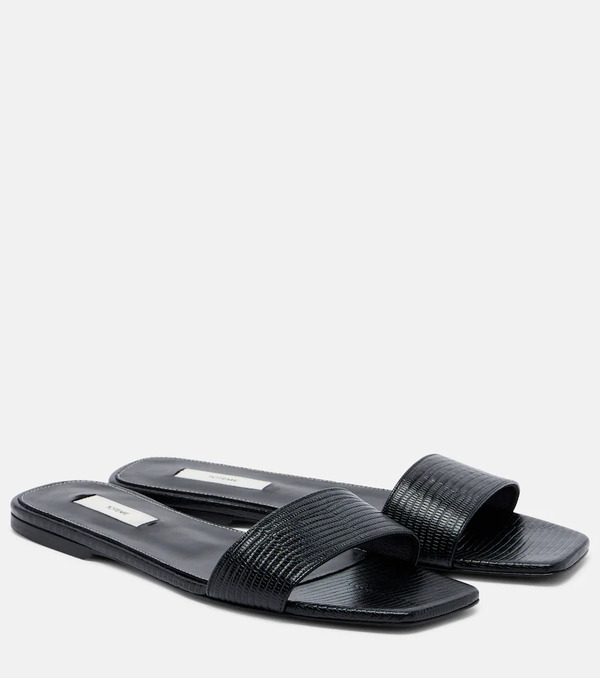  Toteme Toteme Lizard-effect Leather Slides 
