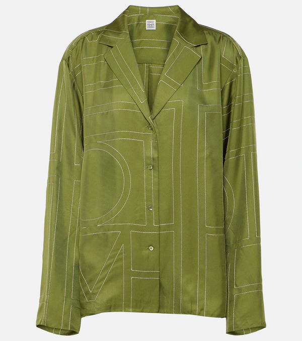  Toteme Toteme Monogram Silk Twill Pajama Shirt 