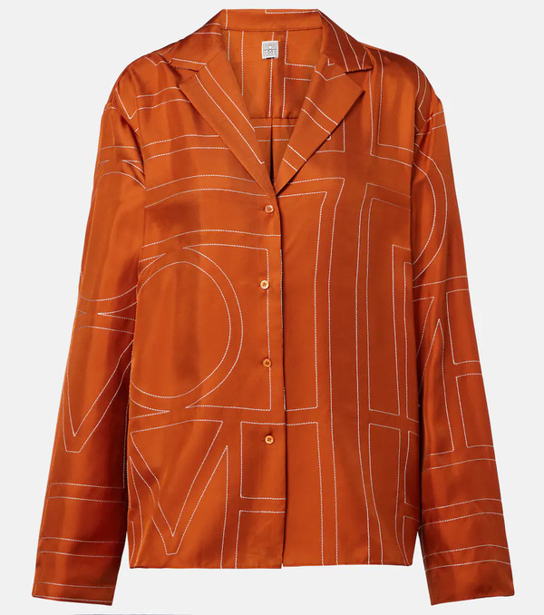  Toteme Toteme Monogram Silk Twill Pajama Shirt 