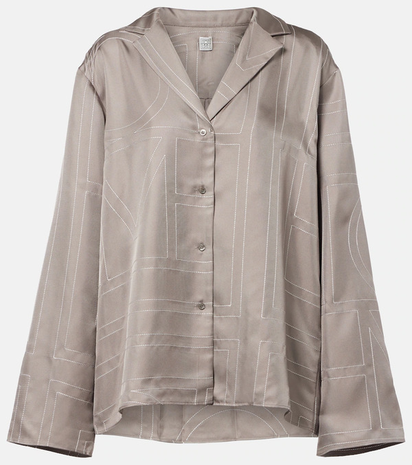  Toteme Toteme Monogram Silk Twill Pajama Shirt 