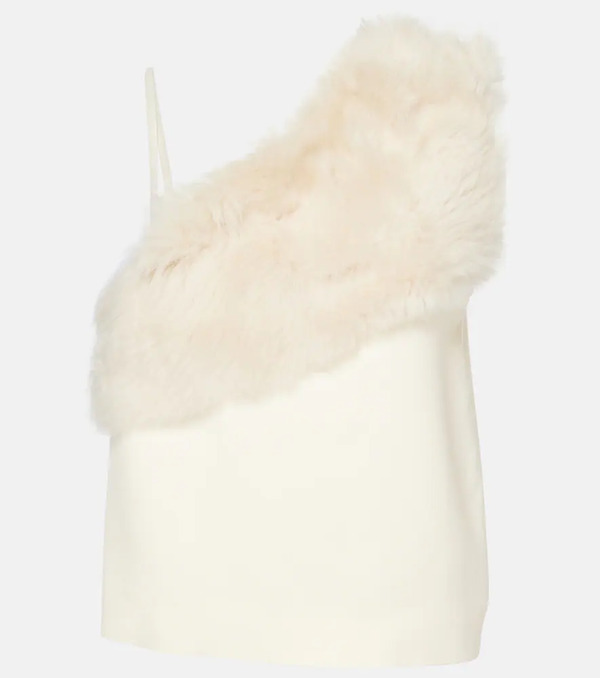  Toteme Toteme Shearling-trimmed Cady Top 