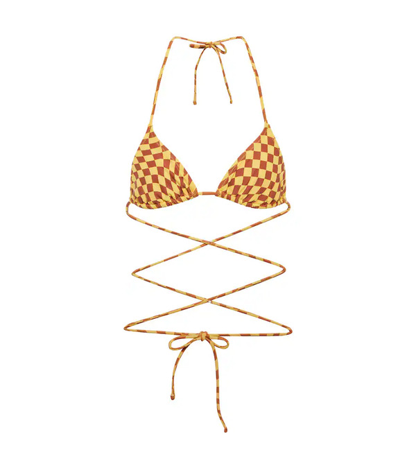  Tropic Of C Tropic Of C Praia Checked Tie-around Bikini Top 