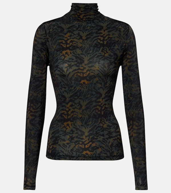  Ulla Johnson Ulla Johnson Aurelia Printed Jersey Turtleneck Top 