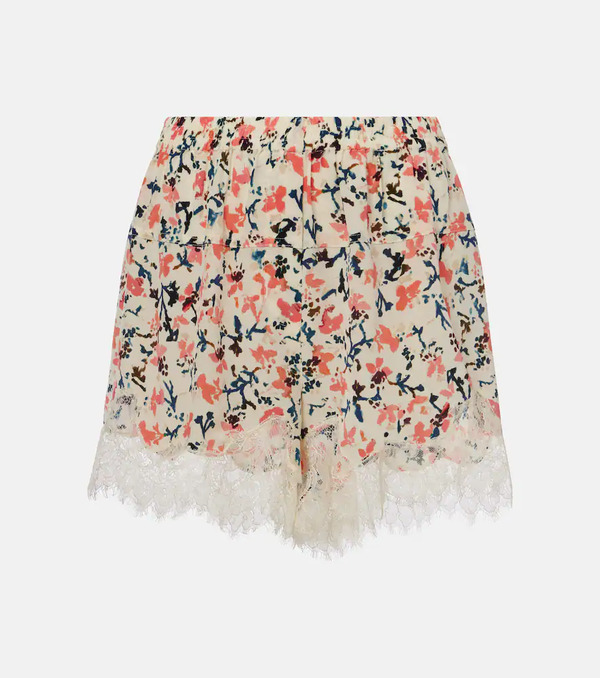  Ulla Johnson Ulla Johnson Noella Floral Lace-trimmed Silk Shorts 