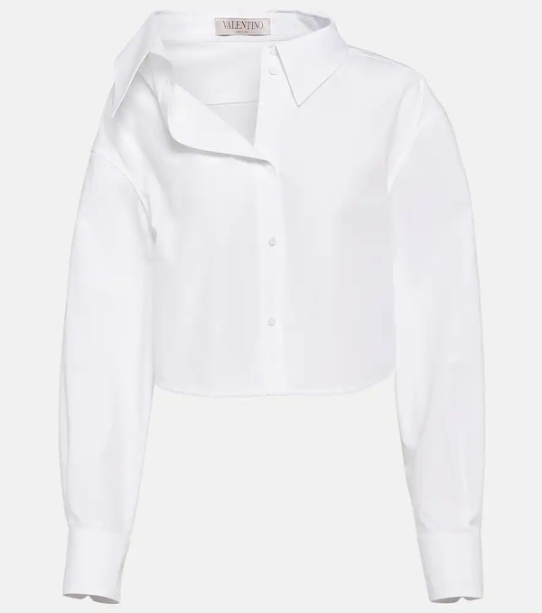  Valentino Valentino Asymmetric Cropped Cotton Shirt 