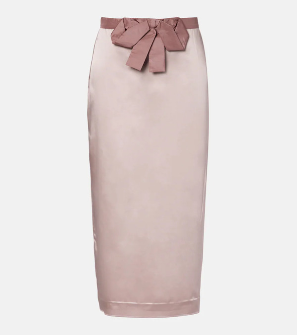  Valentino Valentino Bow-detail Satin Midi Skirt 