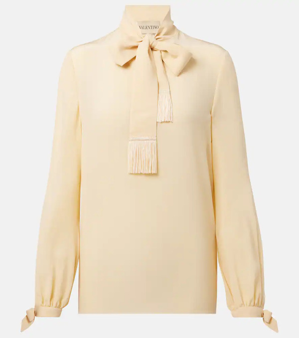  Valentino Valentino Bow-detail Silk Crãªpe Blouse 