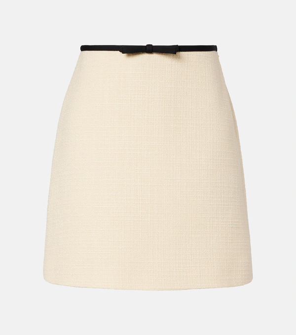  Valentino Valentino Bow-detail Wool-blend Tweed Miniskirt 