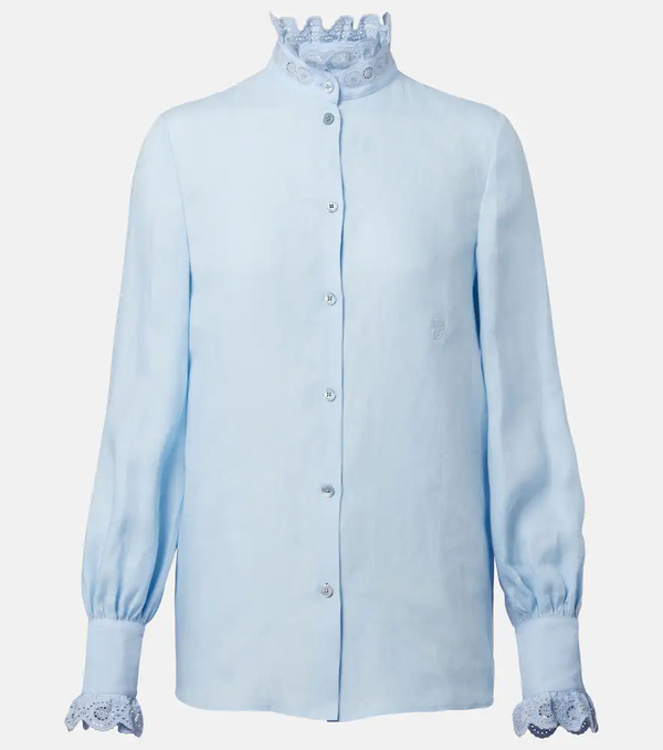  Valentino Valentino Broderie Anglaise Linen Blouse 