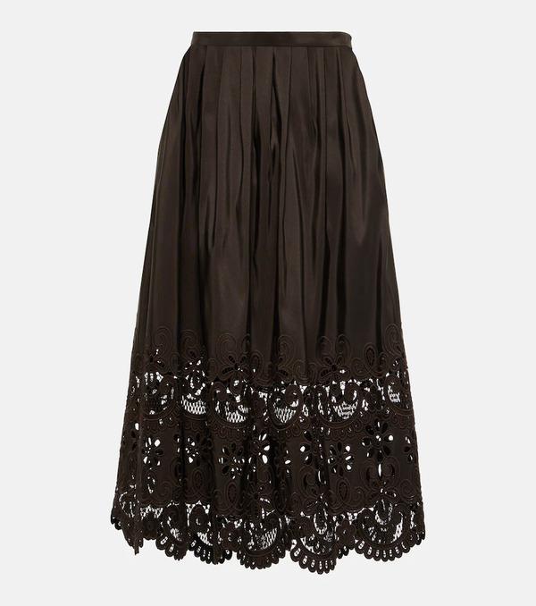  Valentino Valentino Broderie Anglaise Silk Midi Skirt 