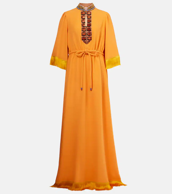  Valentino Valentino Cady Couture Embroidered Fringed Gown 