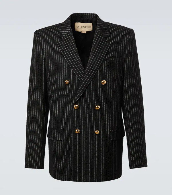  Valentino Valentino Chalk Stripe Wool And Silk Blazer 