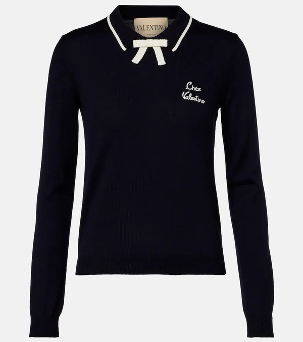  Valentino Valentino Chez Valentino Virgin Wool Polo Sweater 