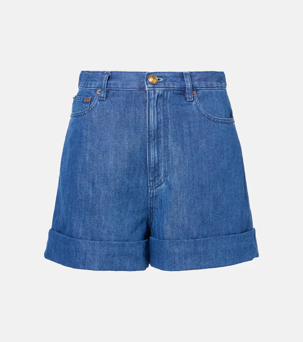  Valentino Valentino Cotton And Linen Denim Shorts 