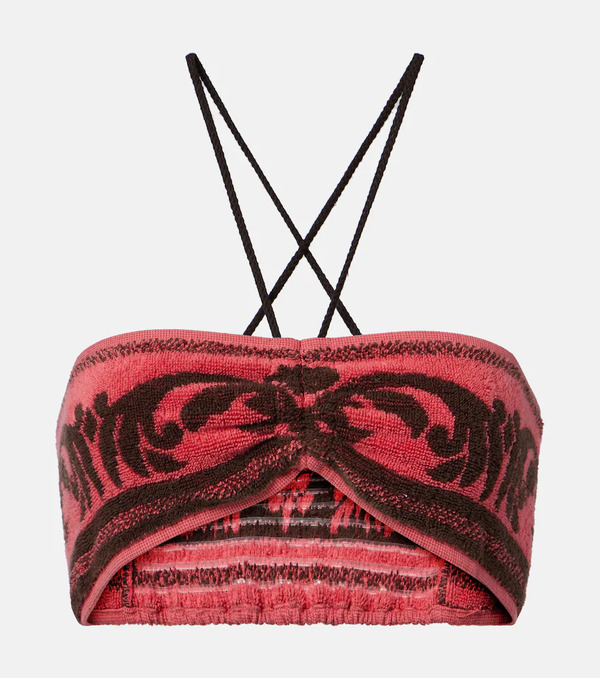  Valentino Valentino Cotton Terry Jacquard Bra Top 