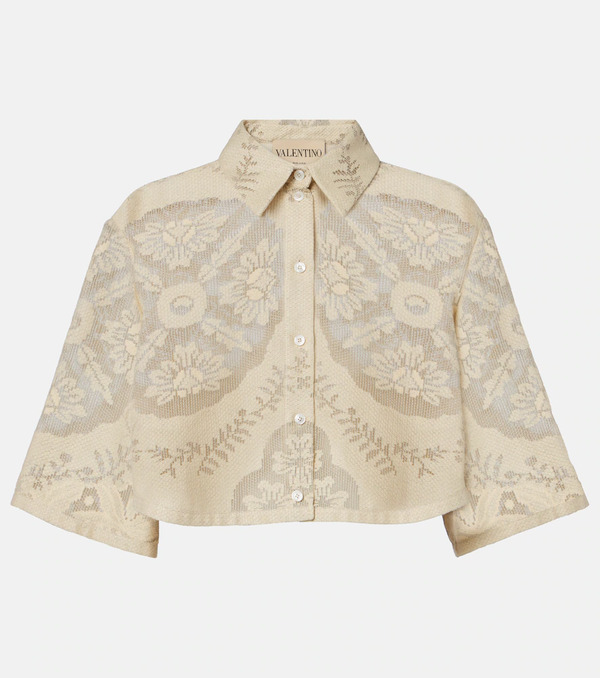  Valentino Valentino Cropped Cotton-blend Shirt 