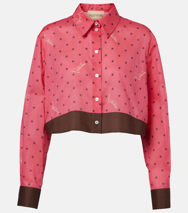  Valentino Valentino Cropped Printed Cotton Shirt 