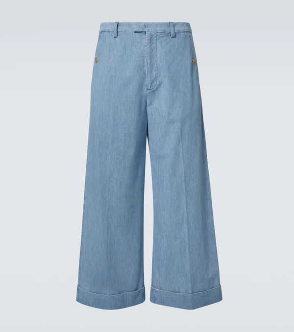  Valentino Valentino Cropped Wide-leg Denim Pants 