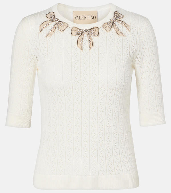  Valentino Valentino Crystal-embellished Cotton Sweater 