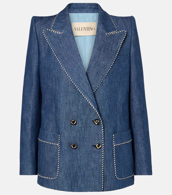  Valentino Valentino Double-breasted Chambray Blazer 