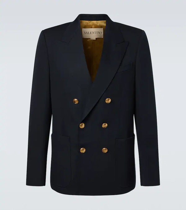  Valentino Valentino Double-breasted Virgin Wool Blazer 