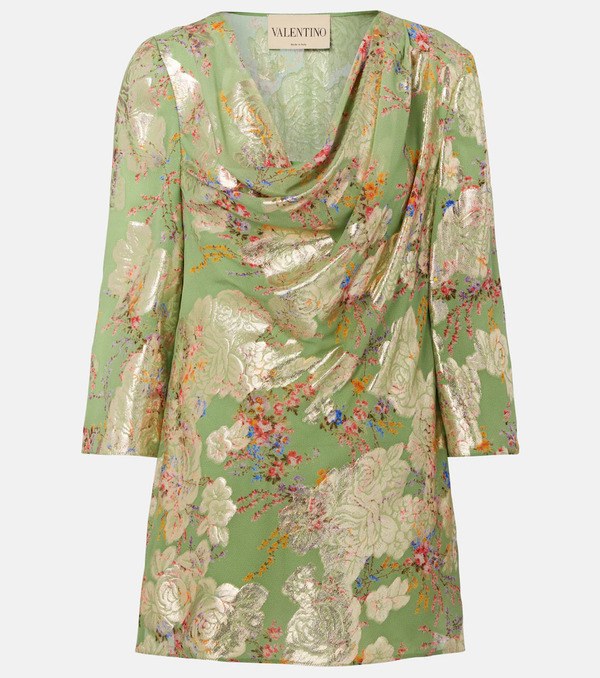  Valentino Valentino Draped Fil Coupã© Silk-blend Lamã© Blouse 