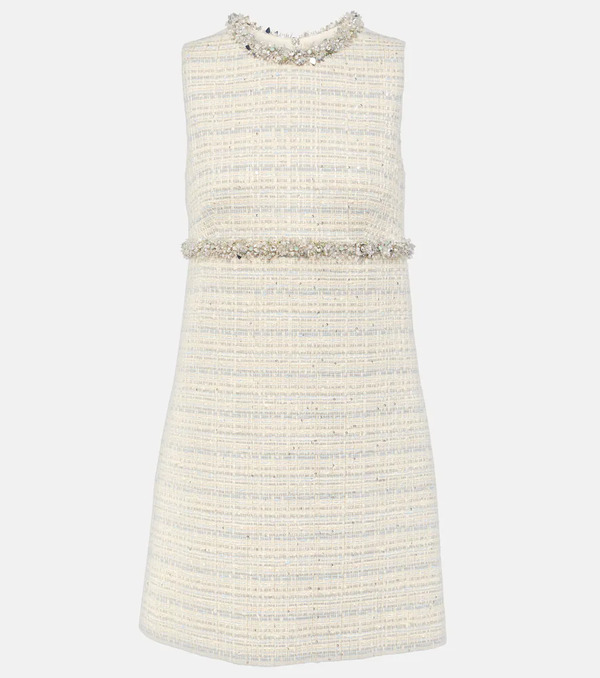  Valentino Valentino Embellished Tweed Minidress 