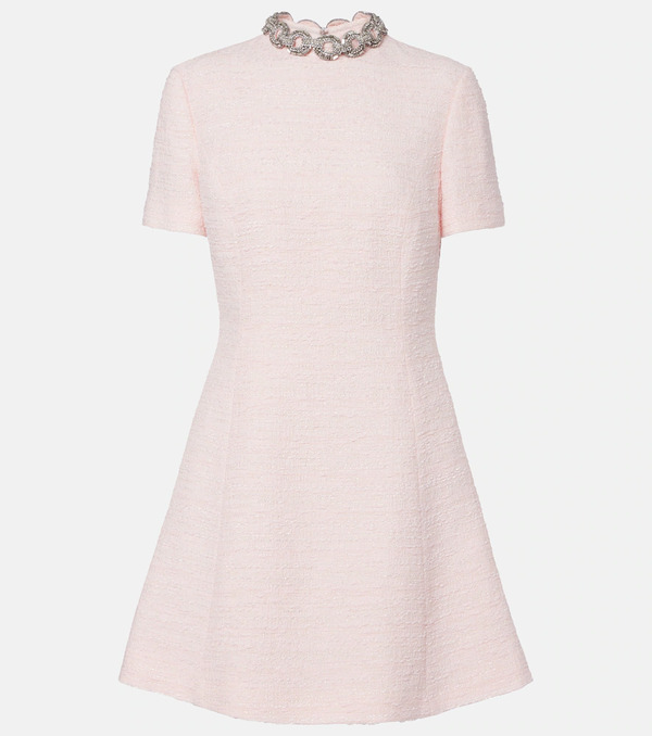  Valentino Valentino Embellished Tweed Minidress 