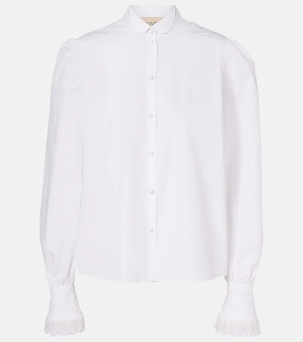  Valentino Valentino Embroidered Cotton Poplin Blouse 