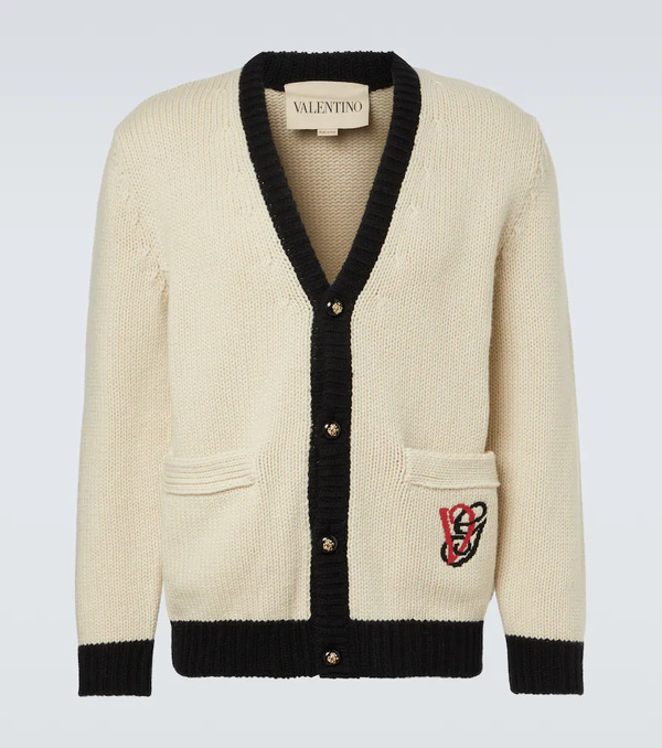  Valentino Valentino Embroidered Virgin Wool Cardigan 