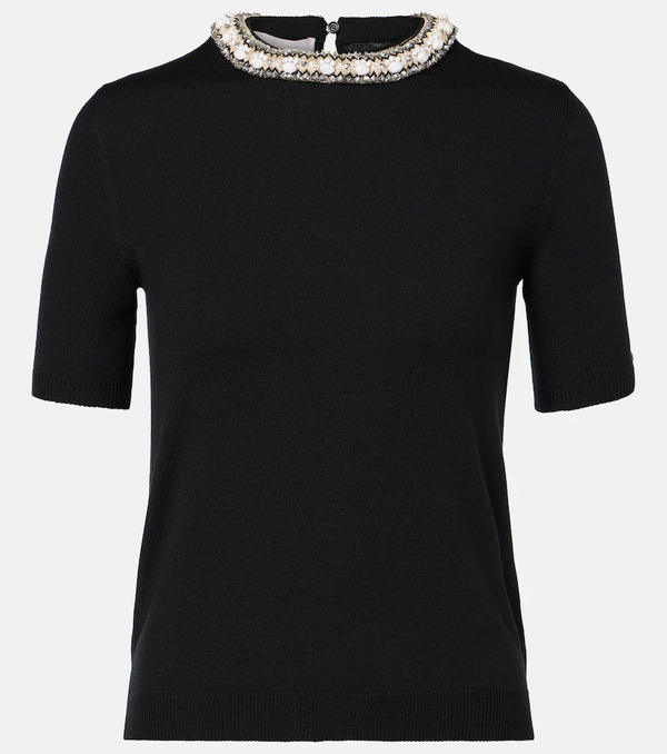  Valentino Valentino Embroidered Virgin Wool Top 