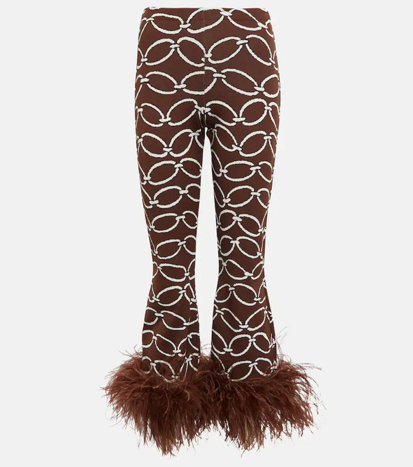  Valentino Valentino Feather-trimmed Printed Pants 