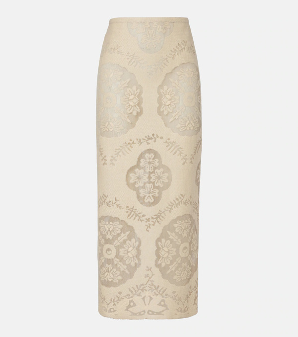  Valentino Valentino Floral Cotton-blend Midi Skirt 