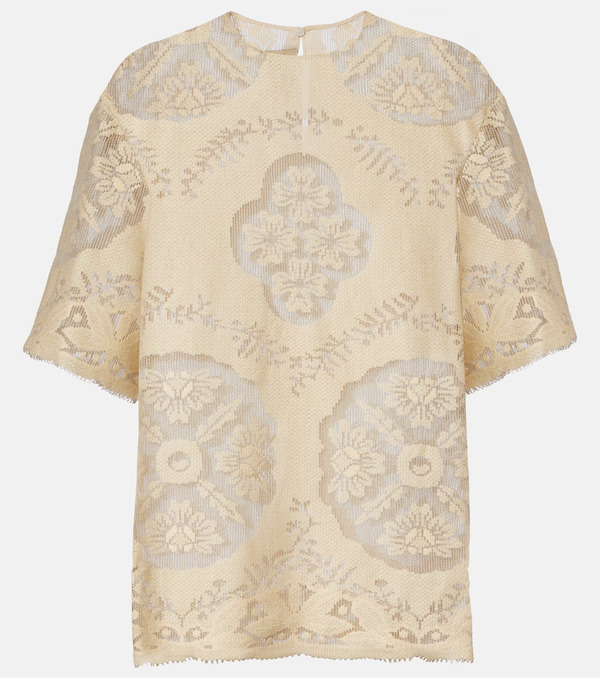  Valentino Valentino Floral Knitted Cotton-blend Top 
