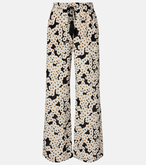  Valentino Valentino Floral Silk Crãªpe De Chine Wide-leg Pants 