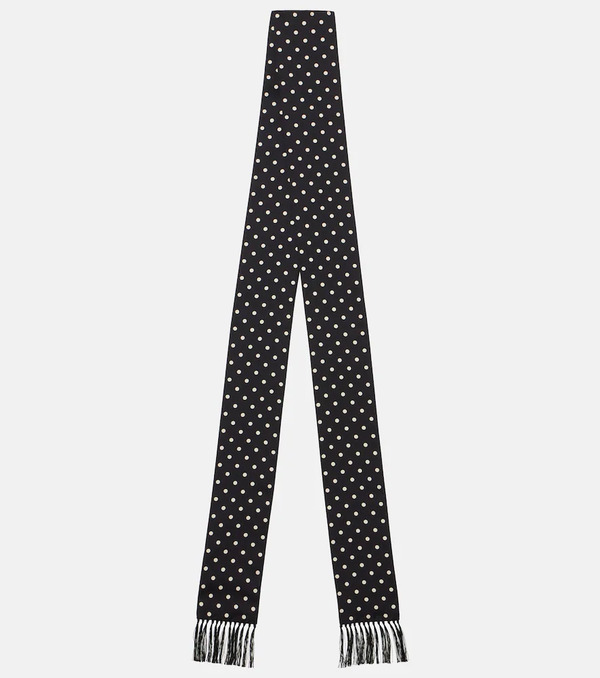  Valentino Valentino Fringed Polka-dot Silk Scarf 