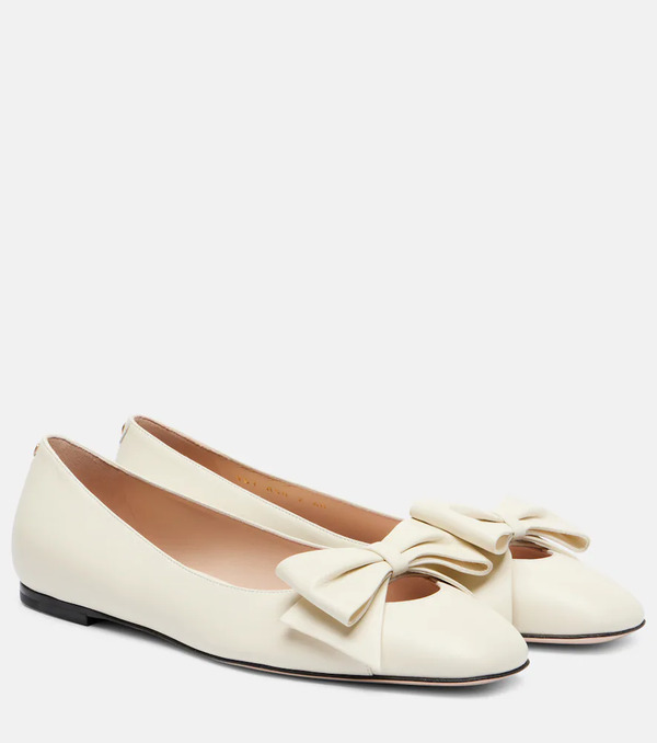  Valentino Garavani Valentino Garavani Bow-detail Leather Ballet Flats 