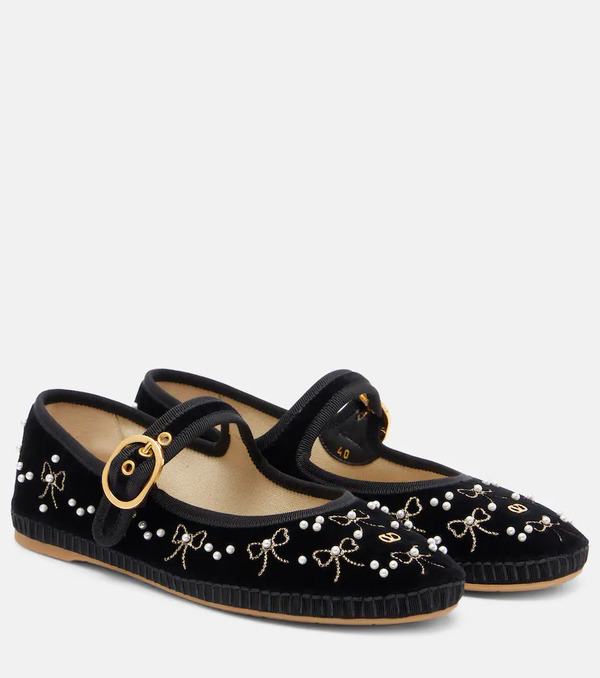  Valentino Garavani Valentino Garavani Endouce Velvet Mary Jane Flats 