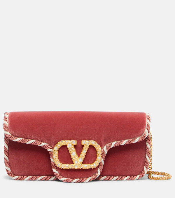  Valentino Garavani Valentino Garavani Locã² Mini Embellished Velvet Clutch 