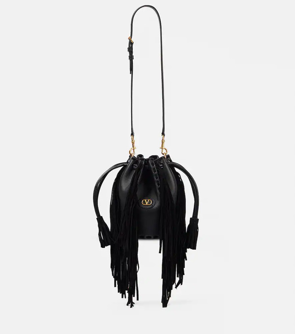  Valentino Garavani Valentino Garavani Nellcã´te Small Fringed Leather Bucket Bag 