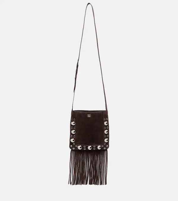  Valentino Garavani Valentino Garavani Nellcã´te Small Fringed Suede Shoulder Bag 